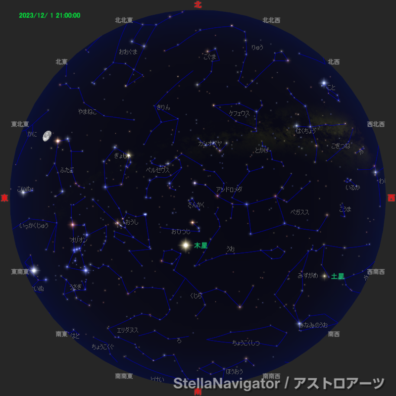 2023年12月1日21時の星空