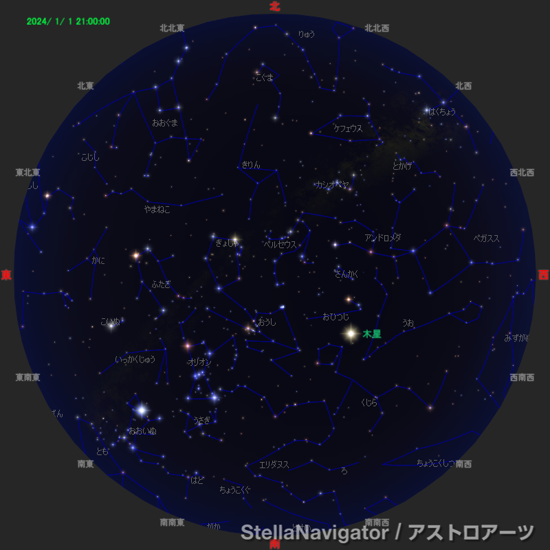 2024年1月1日21時の星空