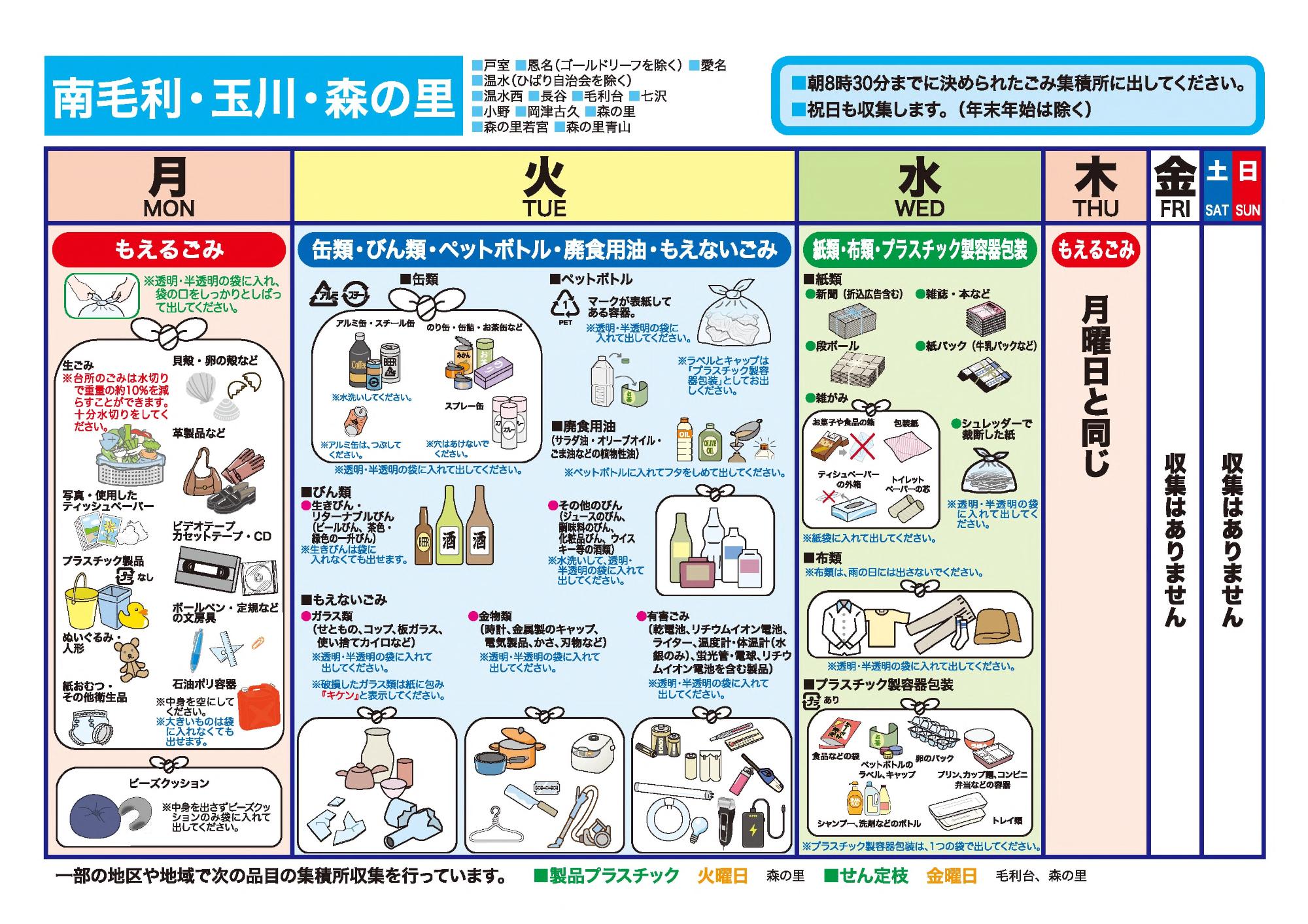 南毛利・玉川・森の里収集日程