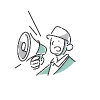 拡声器を持つ人のイラスト