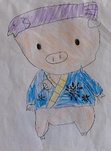 前面にうちわと花火背面にたすき模様が描かれたデザイン