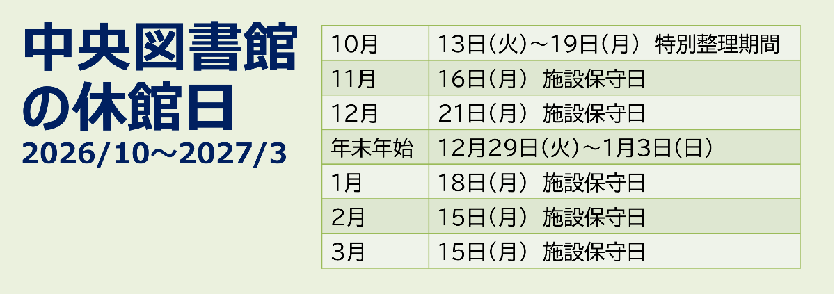 中央図書館の休館日