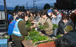 多くのお客様でにぎわう朝市