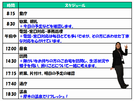 女性職員のスケジュール