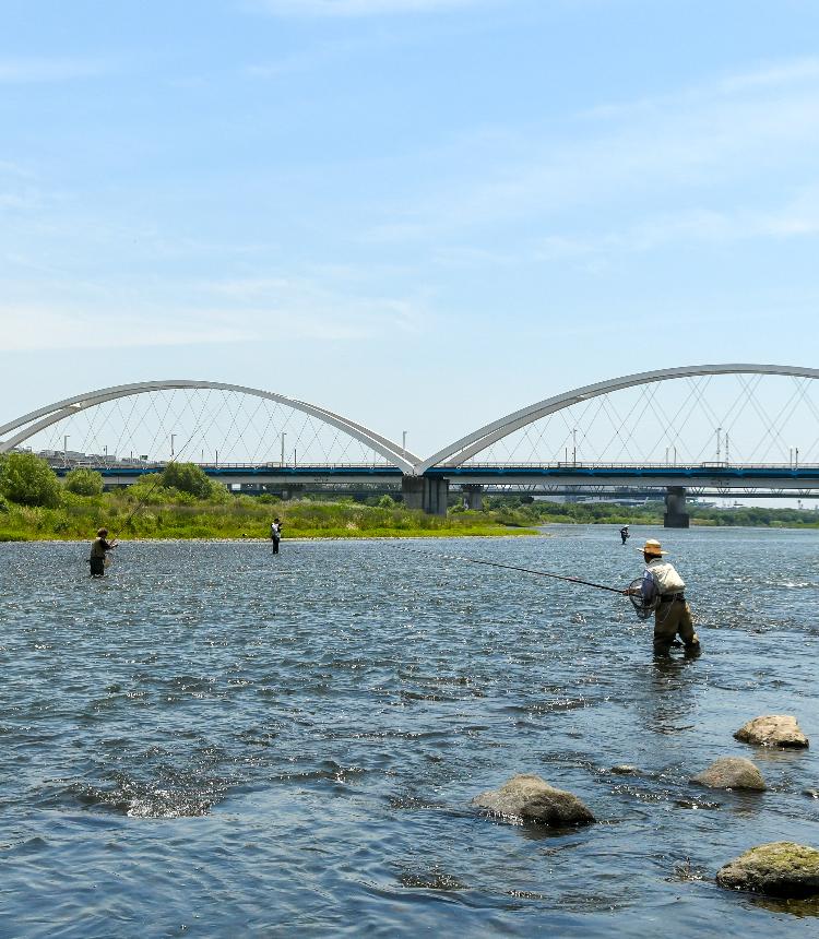 太公望でにぎわう相模川