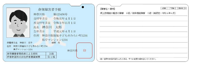 身体障害者手帳カード化サンプル