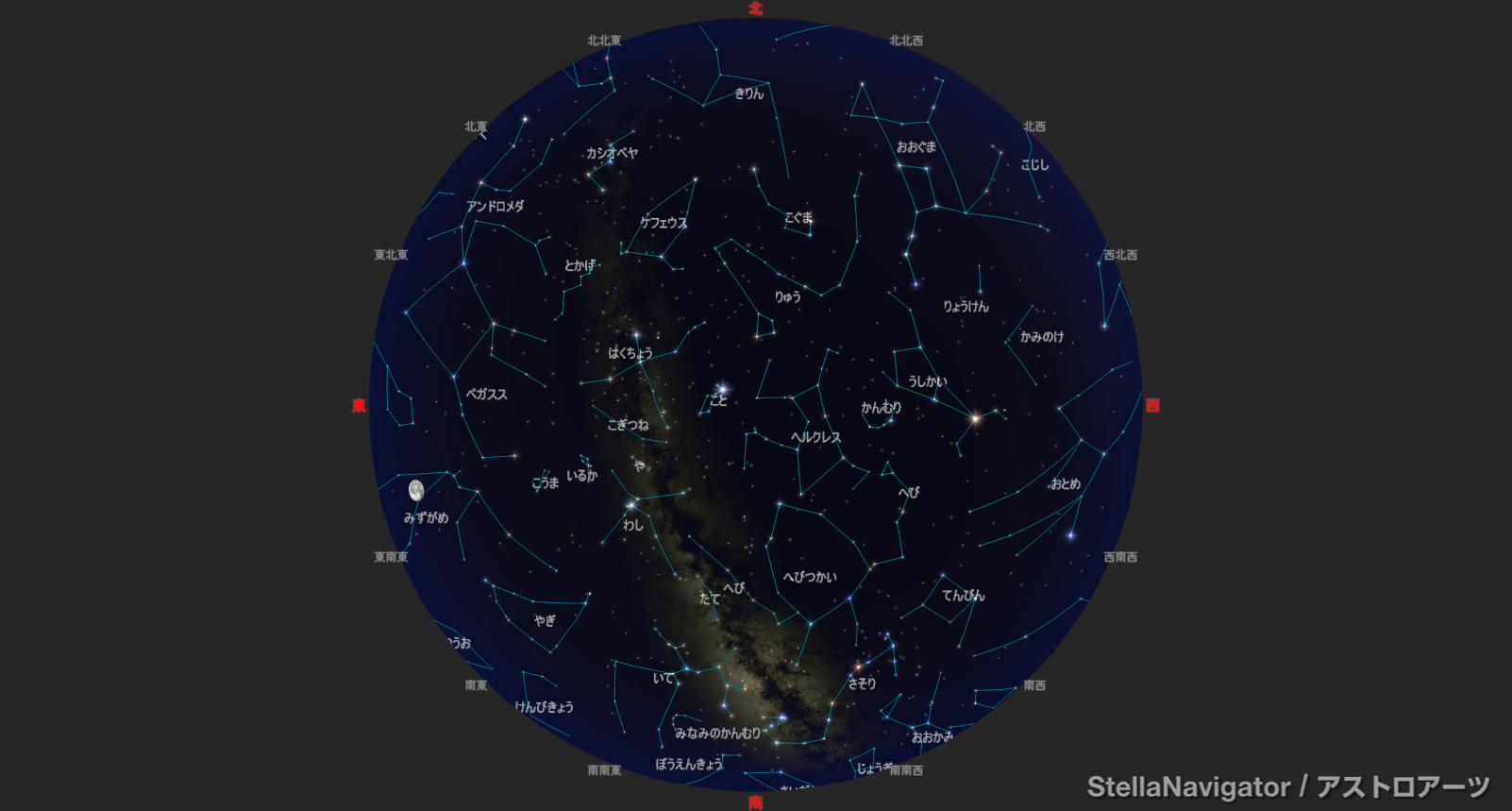 2026年8月1日21時の星空