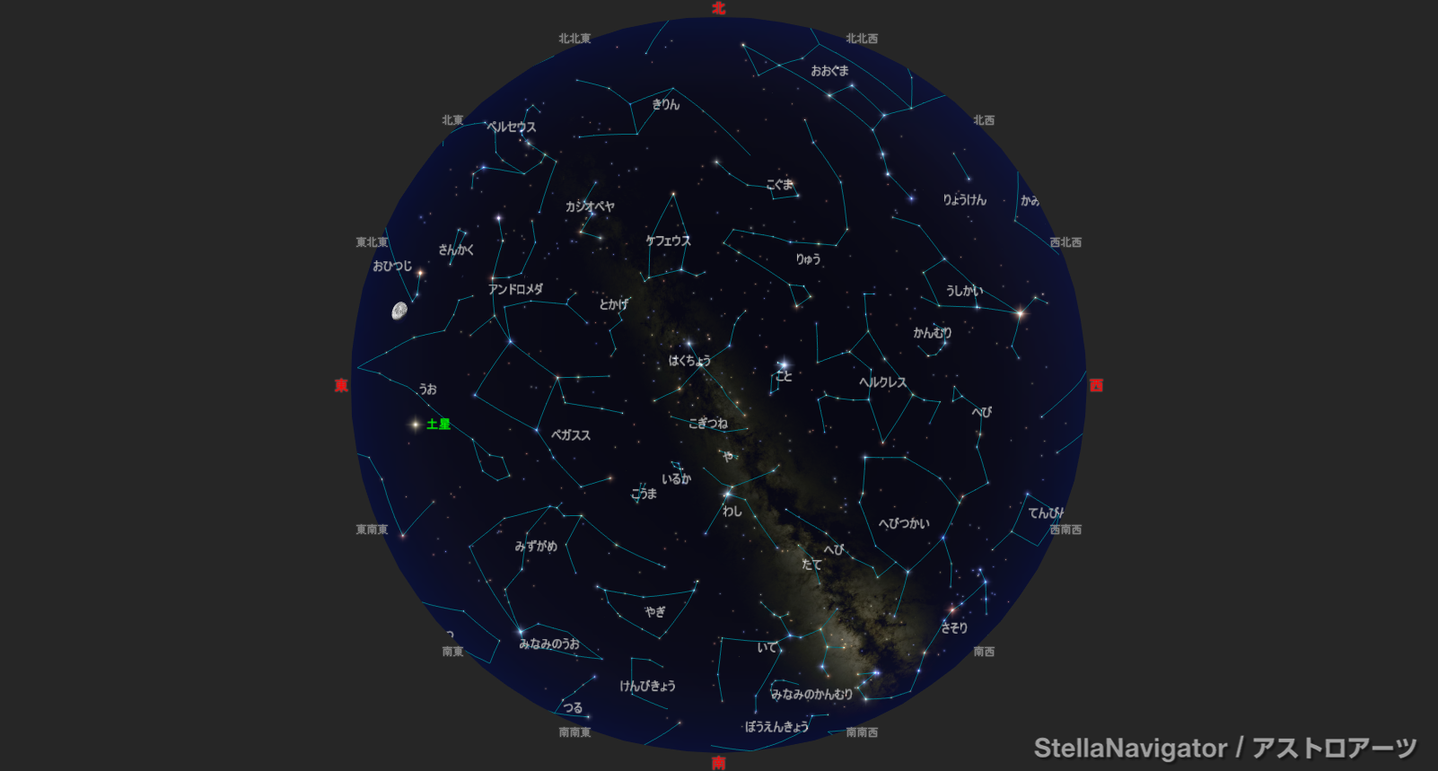 2026年9月1日21時の星空