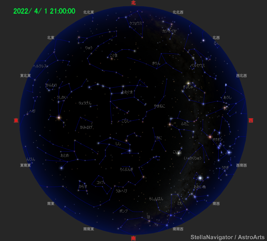 2022年4月1日21時の星空