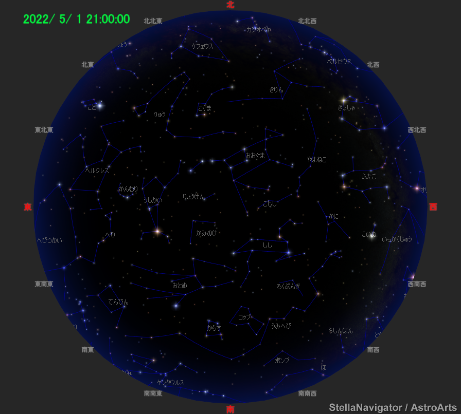 2022年5月1日21時の星空