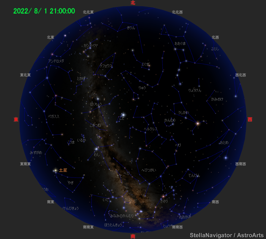 2022年8月1日21時の星空