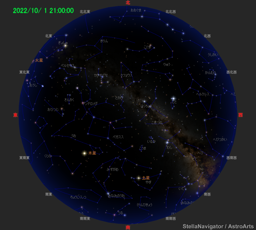 2022年10月1日21時の星空