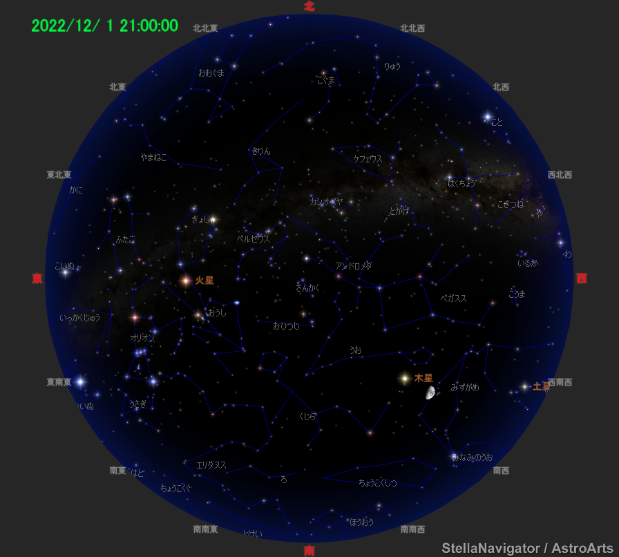 2022年12月1日21時の星空