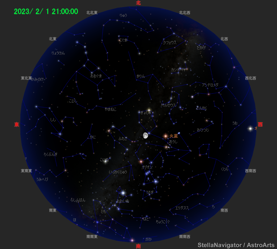 2023年2月1日21時の星空