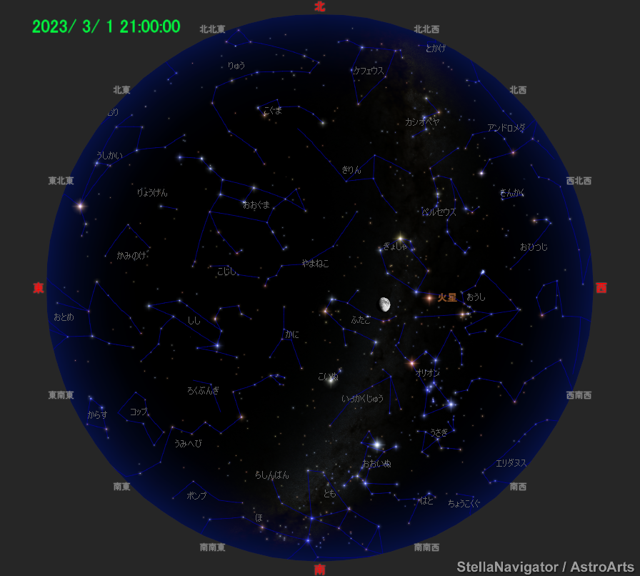 2023年3月1日21時の星空