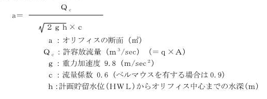 オリフィスの断面積の算定式