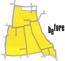before 整理前の区画が黄色で示されている。